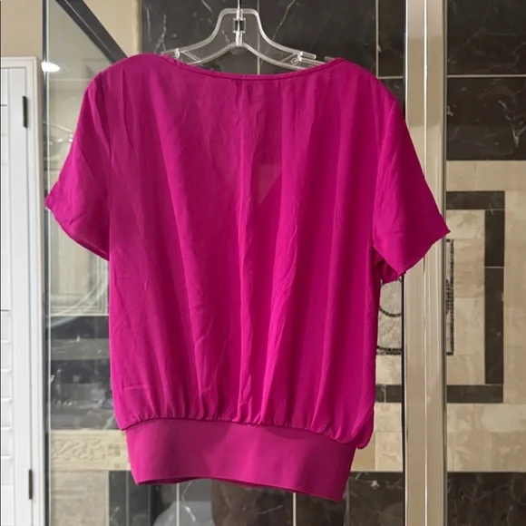 Banana Republic Fuchsia Short-Sleeve V-Neck Blouse - Picture 2 of 3